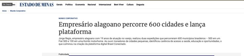 Matéria sobre a Brasil Conectado no Estado de Minas